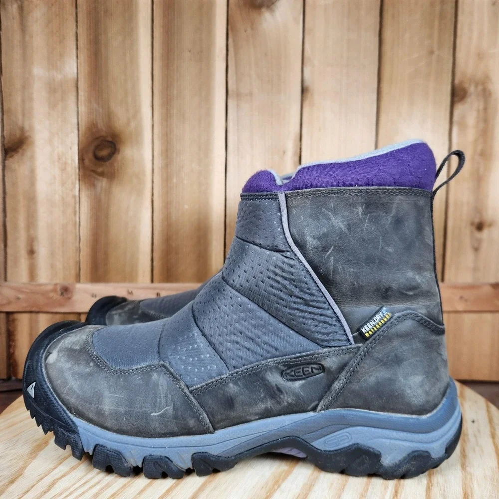 KEEN Hoodoo III Snow Boots Womens‎ 10 Gray Side Zip Insulated Waterproof Winter